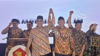 Sekjen Gerindra Lampung, Ahmad Muzani ketika mendeklarasikan Rahmat Mirzani Djausal sebagai Cagub Lampung. Foto : (Liputan6.com/Ardi)