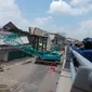 Steex Box Girder dan Crane LRT Palembang yang menimpa rumah warga beberapa hari lalu (Liputan6.com / Nefri Inge)