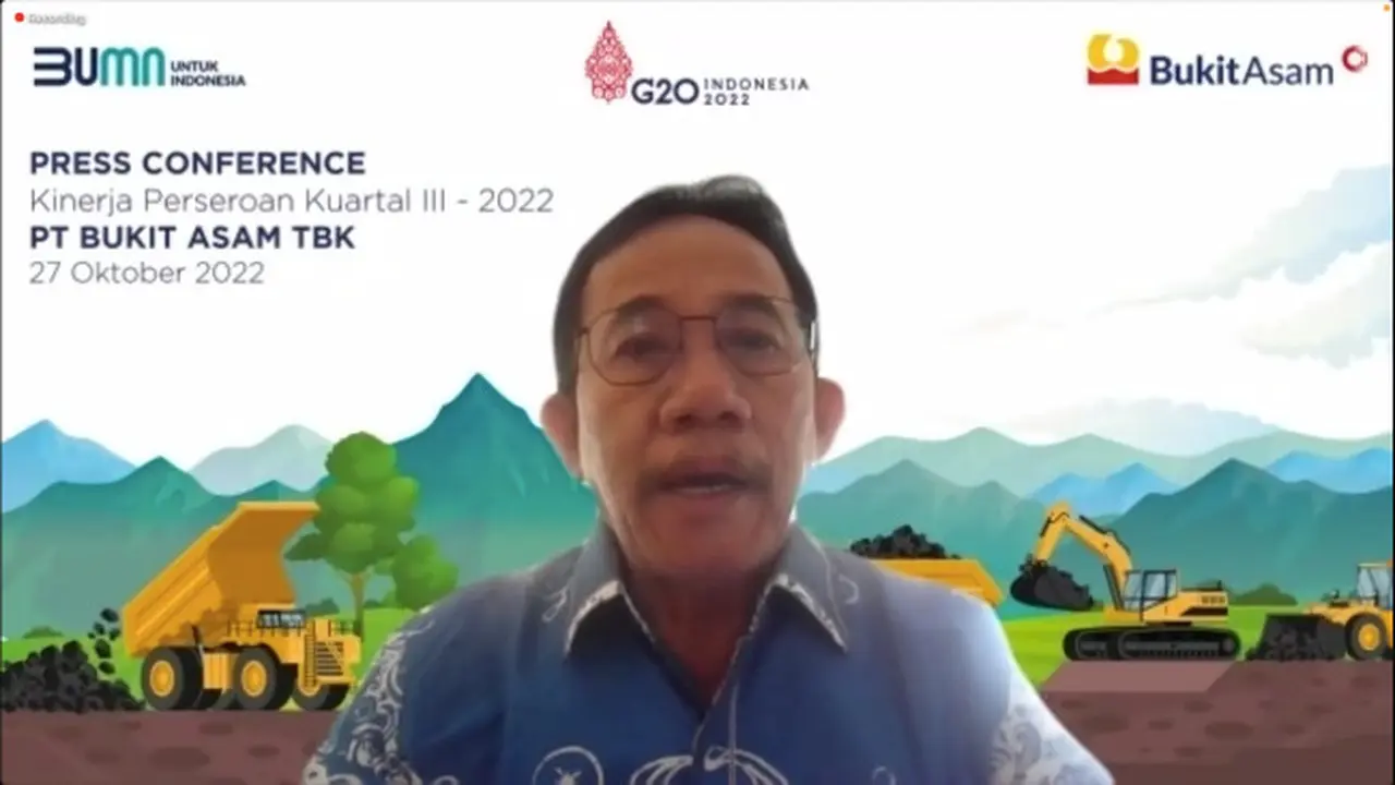 Konfrensi pers paparan kinerja kuartal III 2022 PT Bukit Asam Tbk (PTBA) pada Kamis, (27/10/2022). (Foto: tangkapan layar/Pipit I.R)