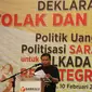 Ketua Bawaslu Abhan memberi sambutan saat Deklarasi Tolak dan Lawan Politik Uang dan Politisasi SARA untuk Pilkada 2018 Berintegritas di Jakarta, Sabtu (10/2). (Liputan6.com/Angga Yuniar)
