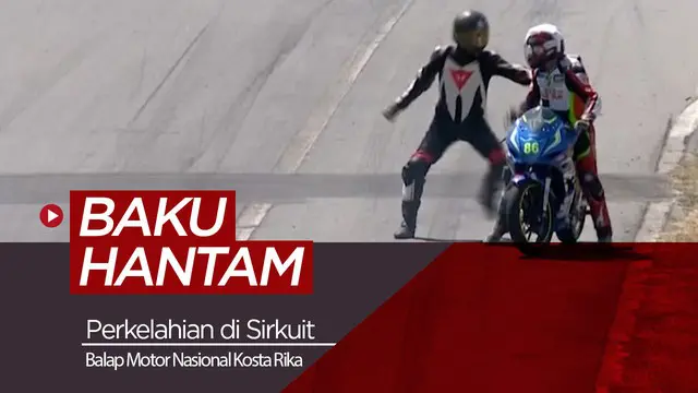 Berita video sebuah insiden perkelahian pada ajang balap motor nasional di Kosta Rika yang viral.