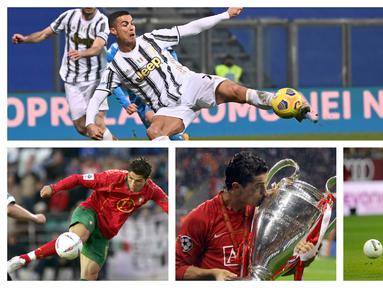 760 gol Ronaldo tercipta dalam total 1040 pertandingan resmi yang pernah ia lakoni bersama berbagai tim, mulai dari Sporting CP, Manchester United, Real Madrid, Juventus, hingga tim nasional Portugal. (Foto: AFP & AP)