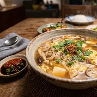 Resep Sup Jamur Tahu Telur. (AI Generated)