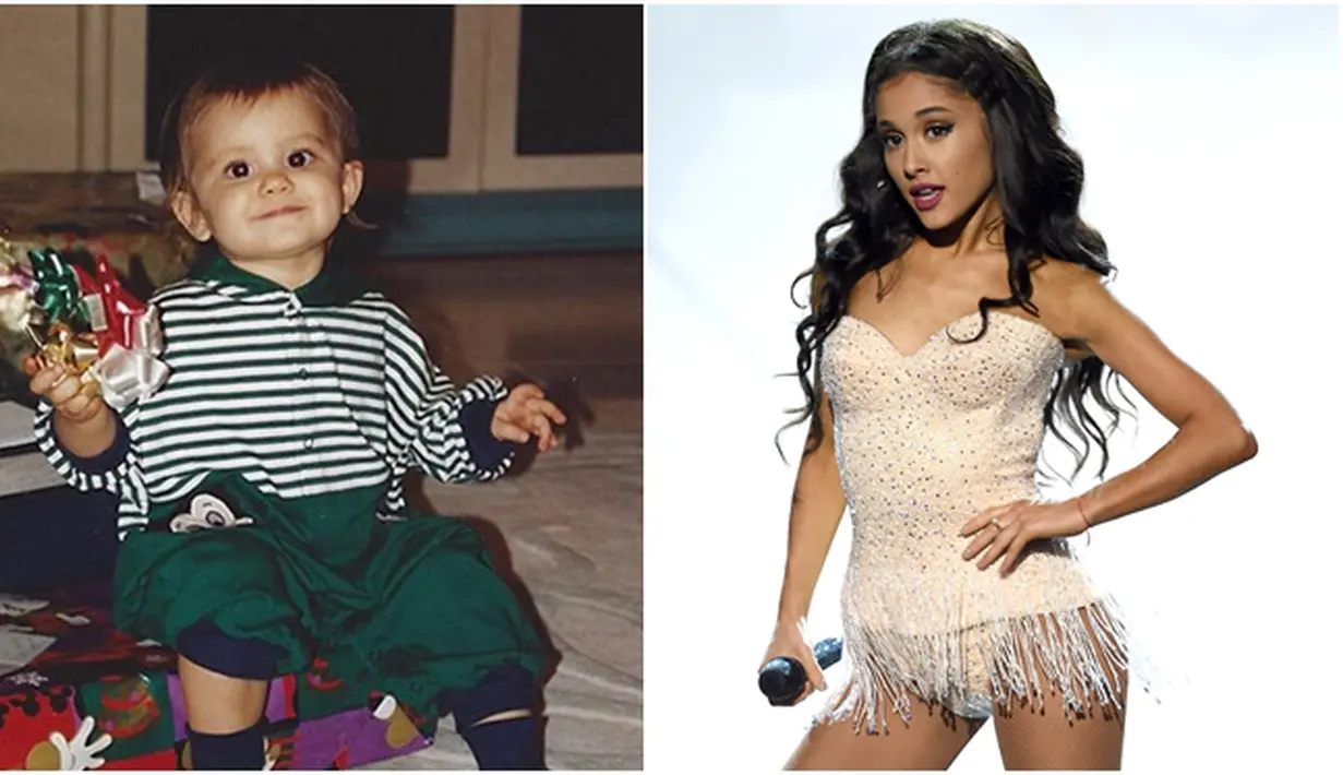 Gadis kecil yang terlihat girang memegang hadiah Natal ini adalah Ariana Grande ketika masih kecil. (via glamourmagazine.co.uk – AFP/Bintang.com)
