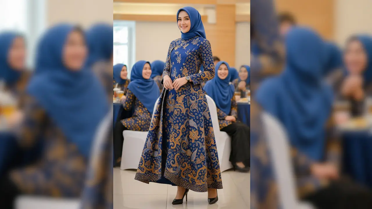 Gamis Batik Kombinasi Modern 2026 untuk Seragam Wanita Arisan RT