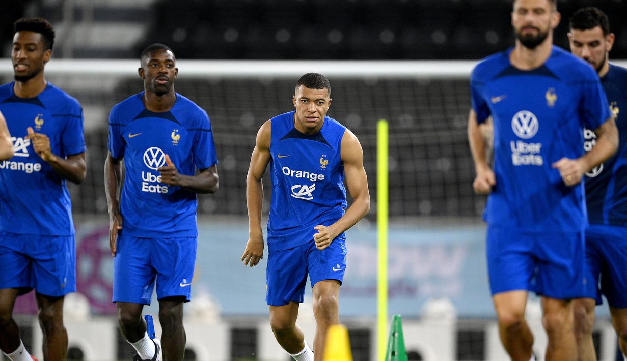 Timnas Prancis akan menghadapi Maroko dalam laga semifinal Piala Dunia 2022 yang akan digelar pada Kamis (15/12/2022) dini hari WIB. (AFP/Franck Fife)