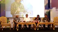 Menkominfo Rudiantara saat menjadi pembicara di Indonesia LTE Conference 2017 di Jakarta, Selasa (25/4/2017). (Liputan6.com/Agustinus M Damar)