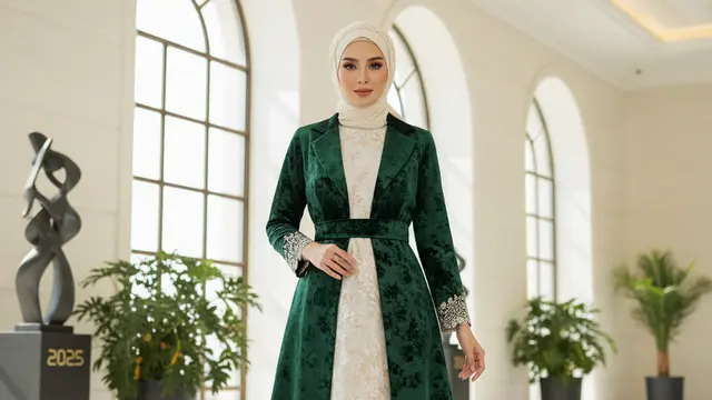 Gamis Blazer Brokat Kombinasi Satin/Velvet