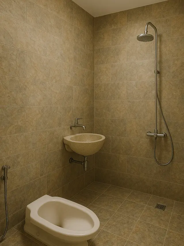Model Kamar Mandi Minimalis Kloset Jongkok Tanpa Bak Mandi (Image by ChatGPT)
