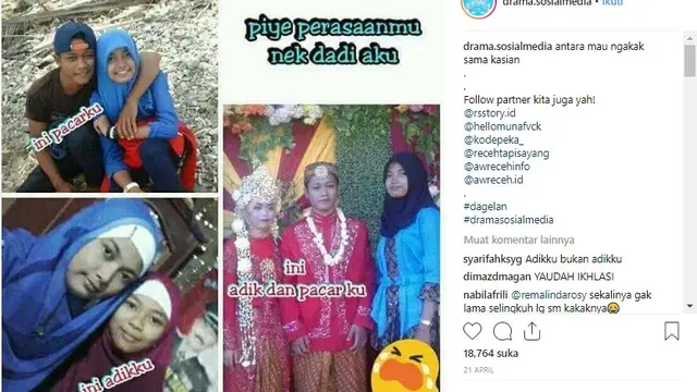 kisah gadis merelakan mantan kepada adiknya (foto: @drama.sosialmedia)