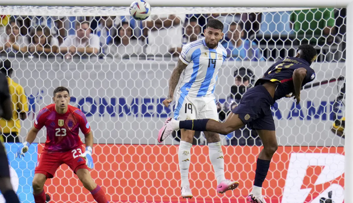 Namun, Ekuador menyamakan skor lewat Kevin Rodriguez. (AP Photo/Julio Cortez)