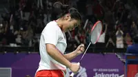 Gregoria Mariska Tunjung mengalahkan pemain Korea Selatan, Sun Ji-hyun, di Istora Senayan, Senin (20/8/2018). (PBSI)
