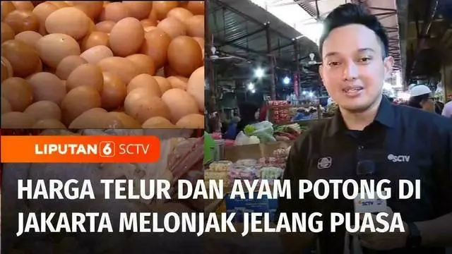 Menjelang puasa, harga telur dan ayam potong di Jakarta kembali melonjak seperti yang terpantau di Pasar Kebayoran Lama, Senin kemarin. Telur ayam naik Rp 4.000 menjadi Rp 32.000 per kilogram, bahkan ayam potong kini dijual Rp 53.000 per kilogram.