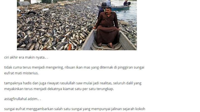 Cek Fakta Ribuan Ikan Mas Mati Mendadak Di Sungai Eufrat Adalah Pertanda Kiamat Faktanya Cek Fakta Liputan6 Com