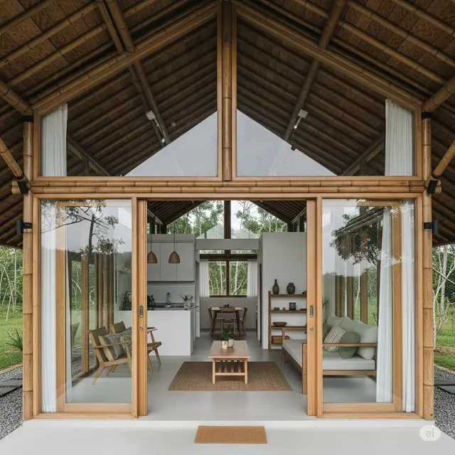 Rumah Sederhana dari Bambu. Foto: Gemini