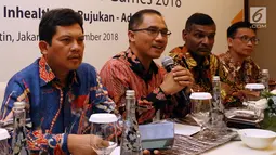 Dirut Mandiri Inhealth Iwan Pasila memberi keterangan pers Celebrate Partnership kerja bersama Asian Games 2018 di Jakarta, Rabu (12/9). Mandiri Inhealth menyediakan asuransi kesehatan bagi 34.236 peserta Asian Games. (Liputan6.com/HO/Arif)