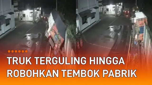 Kejadian tidak terduga dialami oleh seorang sopir truk ketika truknya terguling mengundang perhatian