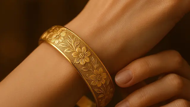 Model Gelang Emas Cuff Kombinasi 22K