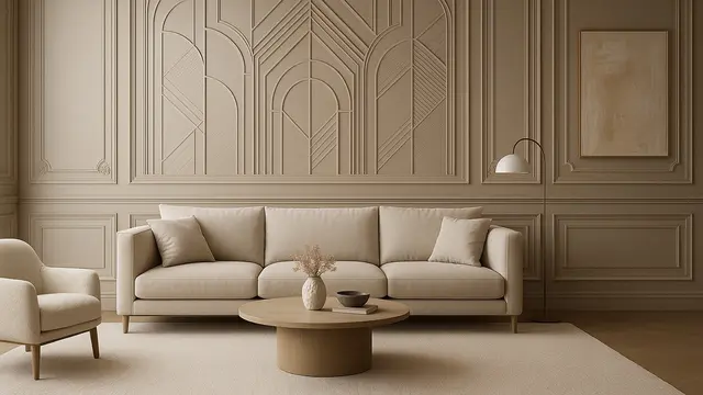 Model Ruang Tamu dengan Wall Moulding 2025/Ilustrasi oleh AI