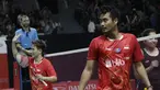 Pebulutangkis Indonesia, Tontowi Ahmad / Lilyana Natsir, merayakan kemenangan atas pasangan India pada Indonesia Masters 2019 di Istora Senayan, Jakarta, Selasa (22/1). Tontowi / Lilyana lolos ke babak kedua. (Bola.com/M. Iqbal Ichsan)