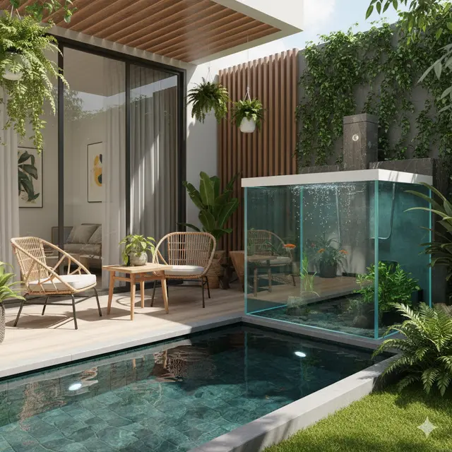 Model Kolam Ikan Mini di Teras Rumah yang Simple tapi Cantik