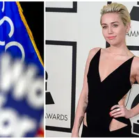 Miley Cyrus dan Hillary Clinton (Bintang/EPA)