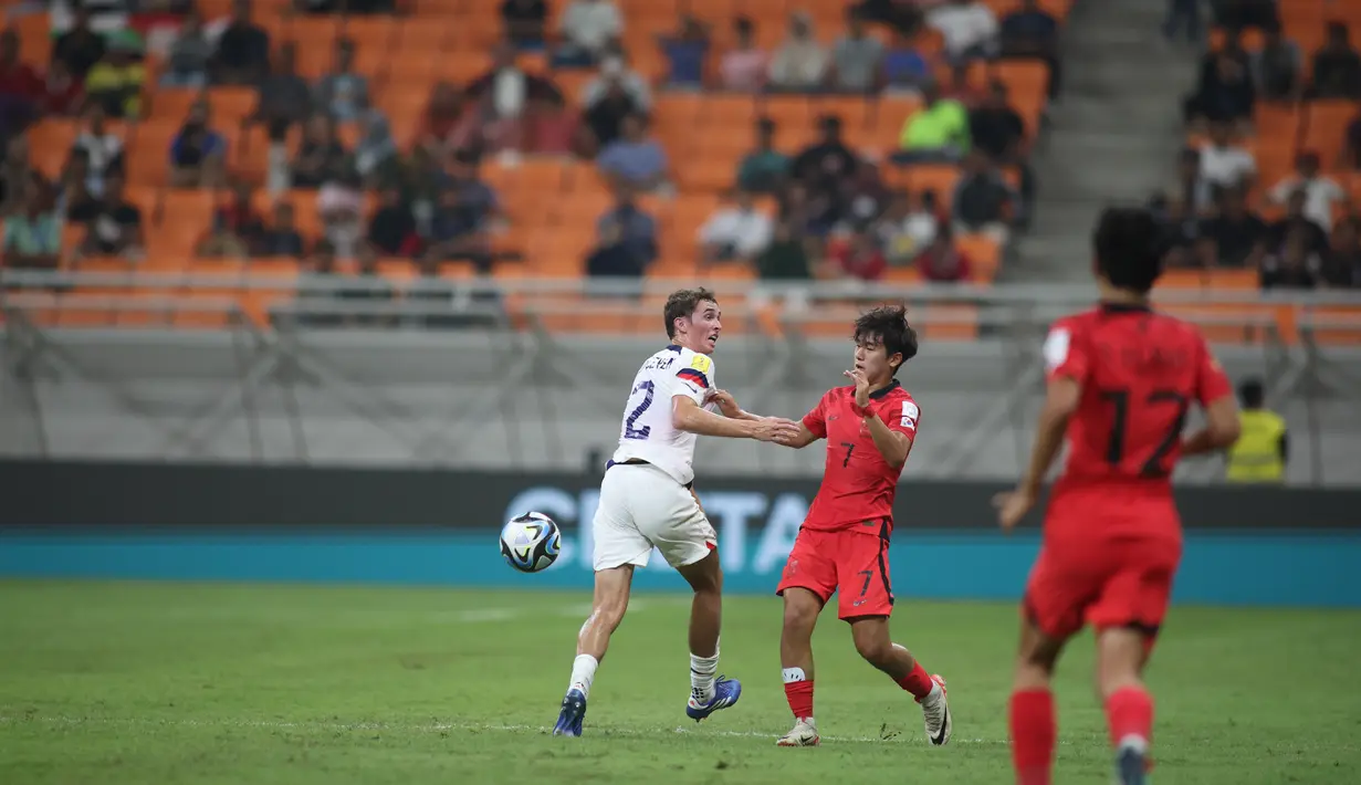 Taeguk Wariors Muda harus menelan kekalahan 1-3 saat menghadapi Amerika Serikat. (Doc. LOC WCU17/BRY)