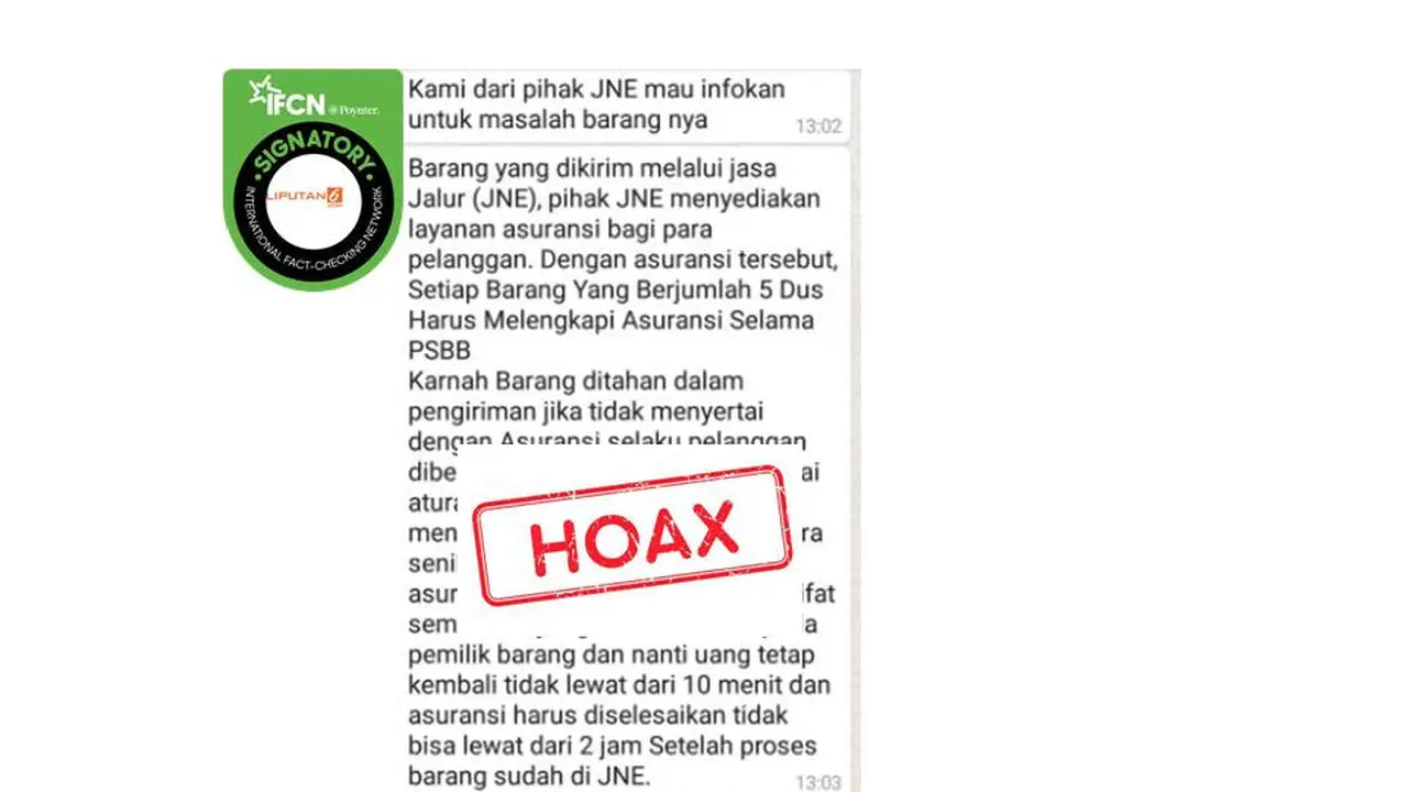Cek fakta JNE
