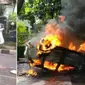 Mobil Pamwal Satpol PP Kota Malang yang dibakar massa (Ist)