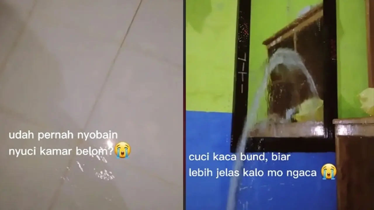 Anti Ribet, Aksi Wanita Cuci Kamar Tidurnya Ini Bikin Geleng Kepala