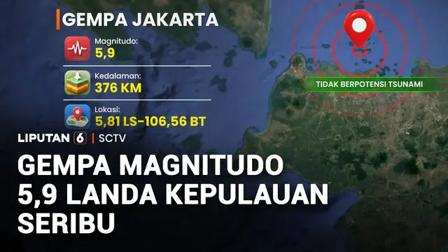 Gempa Magnitudo 5,9 Guncang Kepulauan Seribu dan Jakarta