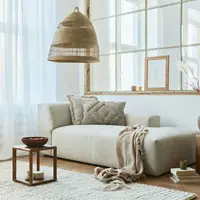 Ilustrasi rumah dengan perabotan rotak yang estetik. copyright shutterstock