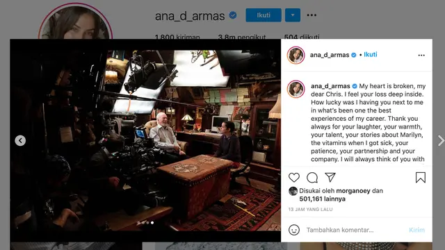 Unggahan Ana de Armas. (Foto: Instagram @ana_d_armas)