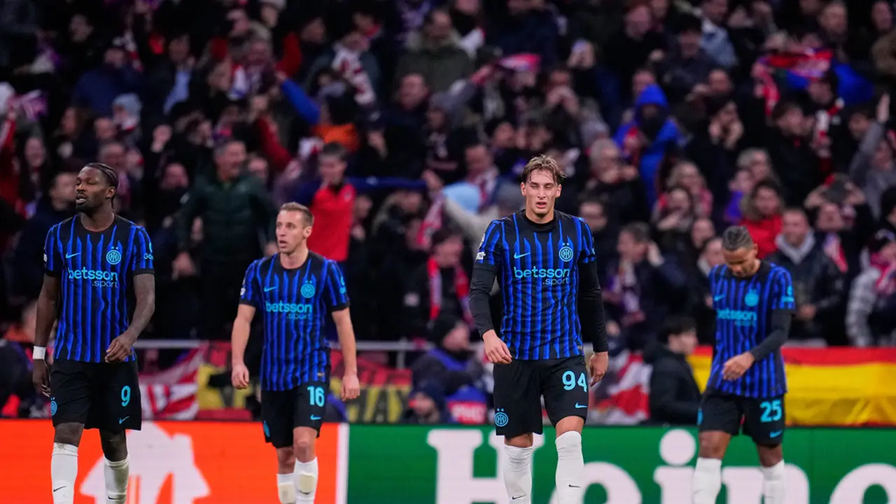Reaksi pemain Inter Milan saat melawan Atletico Madrid