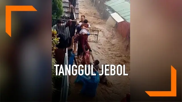 Hujan deras yang mengguyur kawasan Ujungberung Bandung memicu jebolnya tanggul Cijambe hari Senin (1/4). Air deras masuk ke bangunan sekolah dasar yang terletak di belakang tanggul.