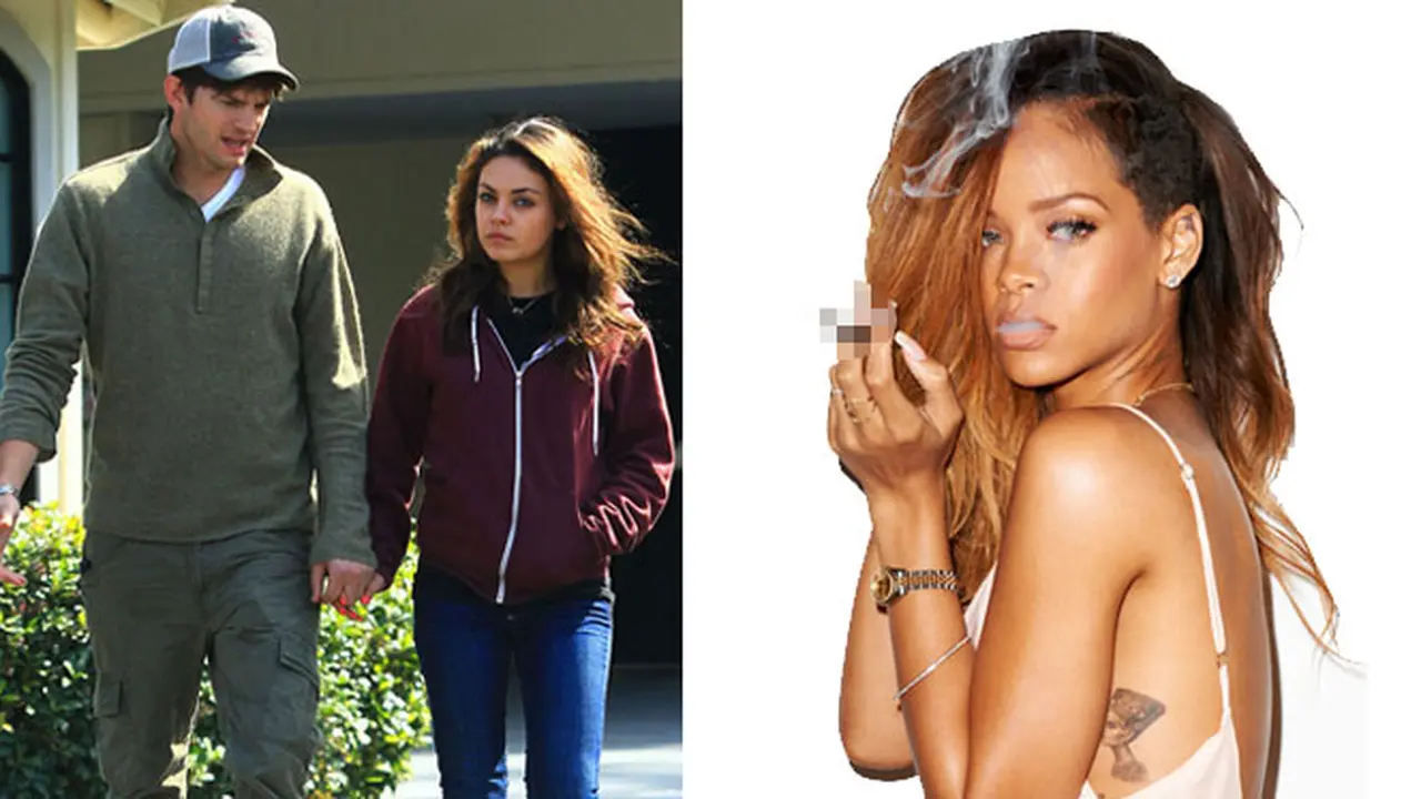 Ashton Kutcher, Mila Kunis dan Rihanna