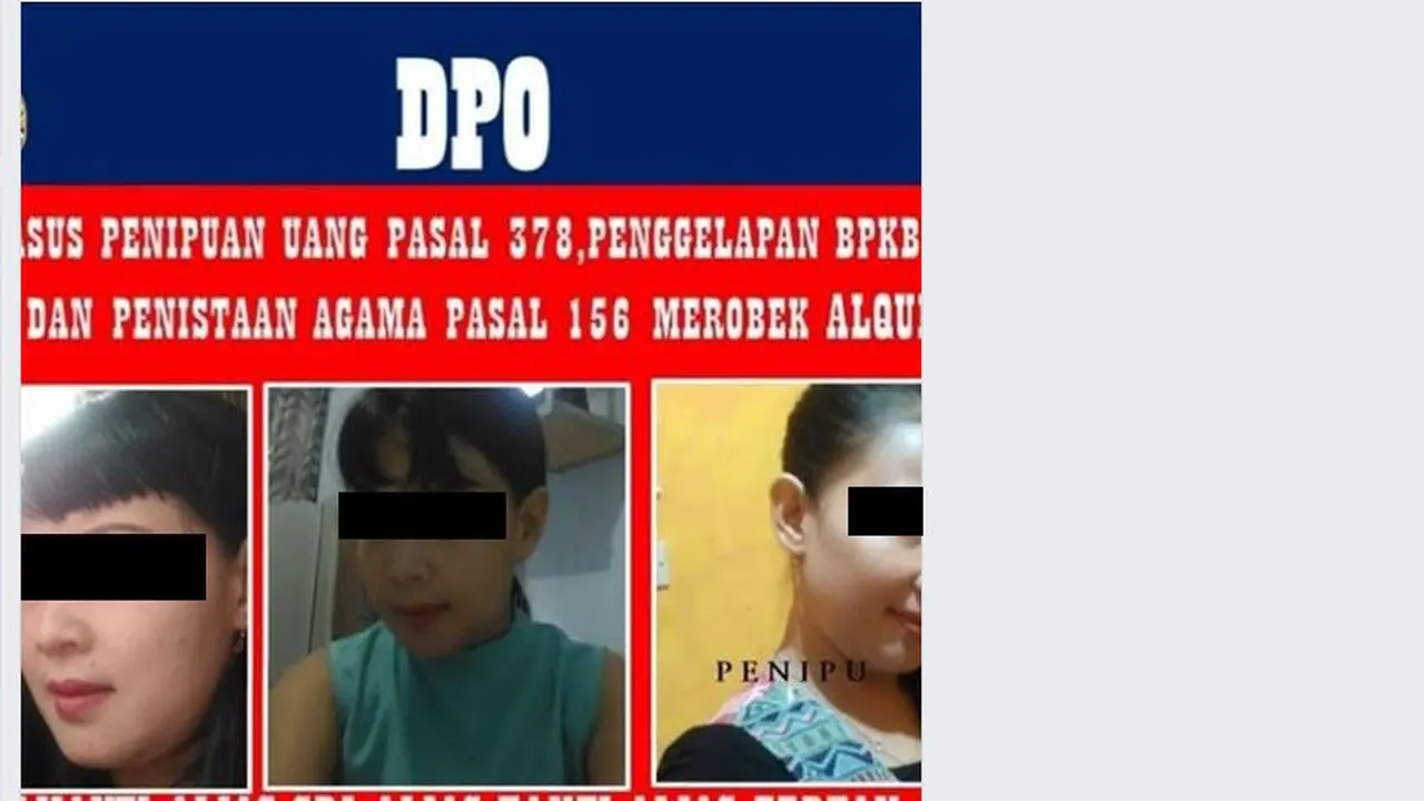 Tangkapan layar mengenai DPO teroris di sebuah akun Facebook. (Foto: Liputan6.com/Istimewa/Muhamad Ridlo)