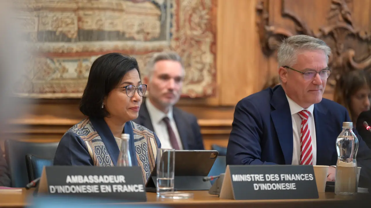 Menteri Keuangan (Menkeu) Sri Mulyani Indrawati menghadiri pertemuan the Organisation for Economic Co-operation and Development (OECD) Council, Paris, Prancis, Selasa (10/10/2023). (Dok Kemenkeu)