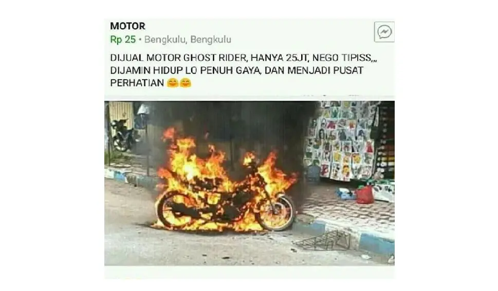 (Foto: Brilio.net) Motor kebakar malah diiklanin