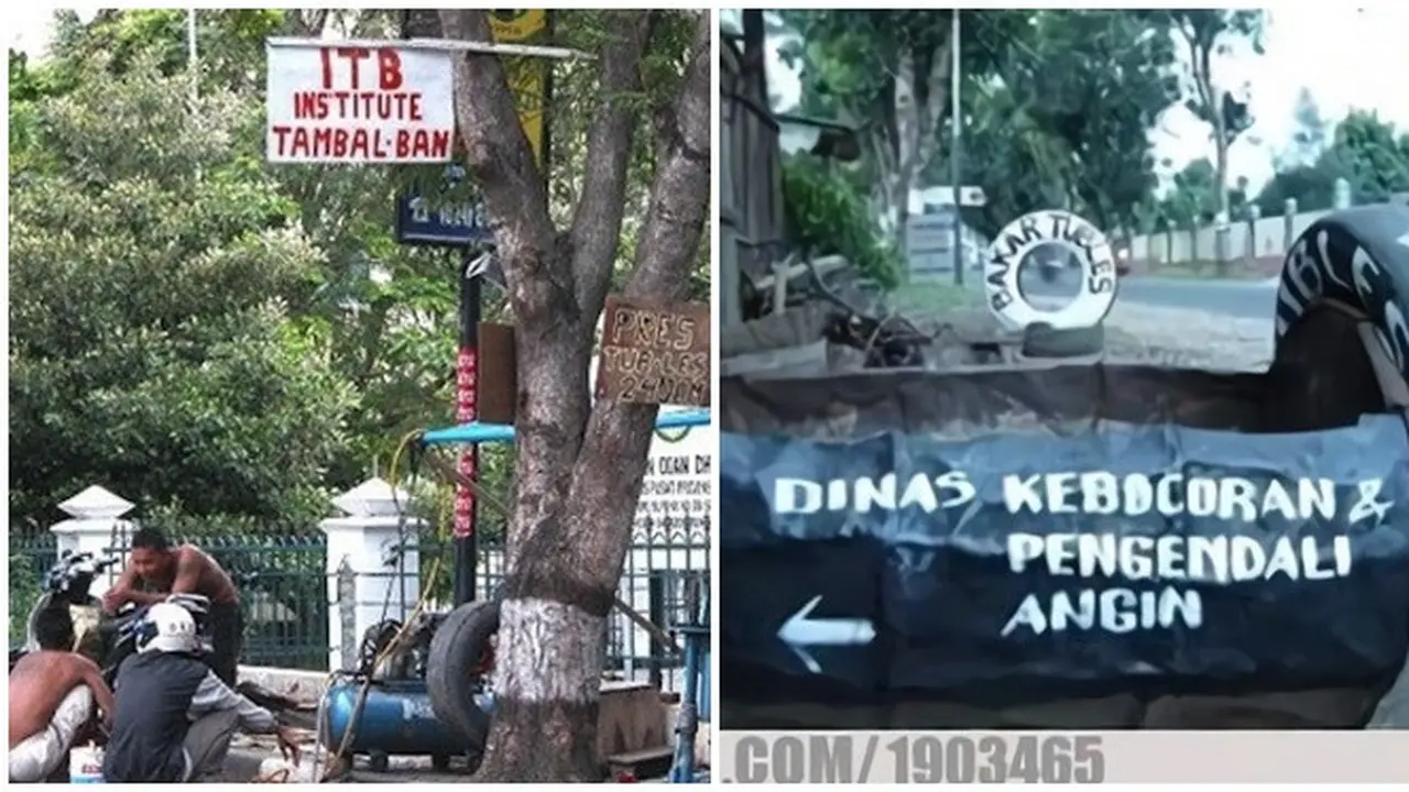 6 Nama Usaha Tukang Tambal Ban Ini Nyeleneh Banget, Bikin Ngakak