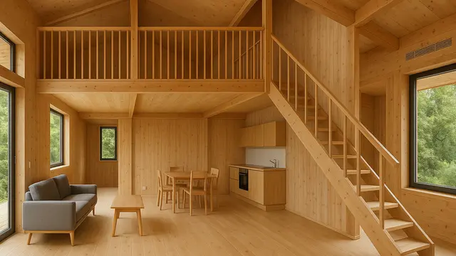 Inspirasi Model Rumah Kayu Tropis Mezzanine/Ilustrasi oleh AI