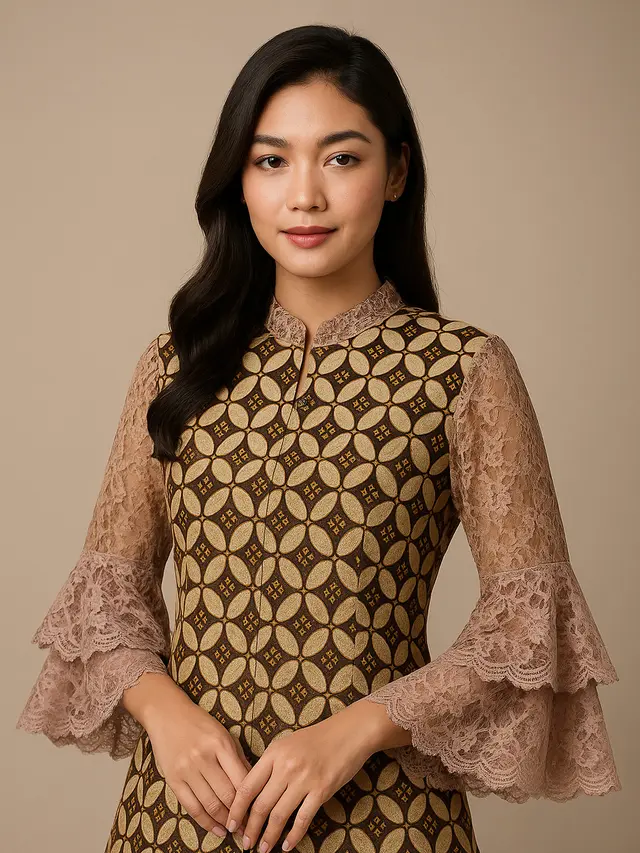 7 Model Baju Batik Lengan Lonceng Dua Tingkat Motif Kawung Modern, Anggun dan Elegan Dipakai ke Acara Resmi