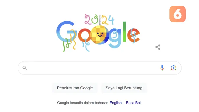 Google Doodle New Year's Day 2024 sambut hari pertama di tahun 2024 (Tangkapan layar Google)