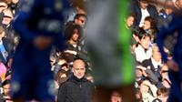 Manajer Manchester City, Pep Guardiola, berhasil membawa anak asuhnya meraih kemenangan 3-0 atas Chelsea pada laga pekan ke-32 Premier League musim ini di Stamford Bridge, Minggu (12/04/2026) malam WIB. (AFP/Adrian Dennis)