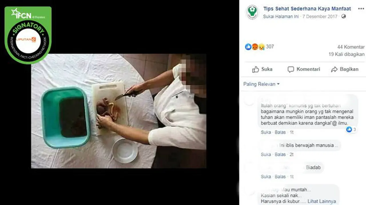[Cek Fakta] Gambar Tangkapan Layar Kabar Tentang Sup Bayi Manusia