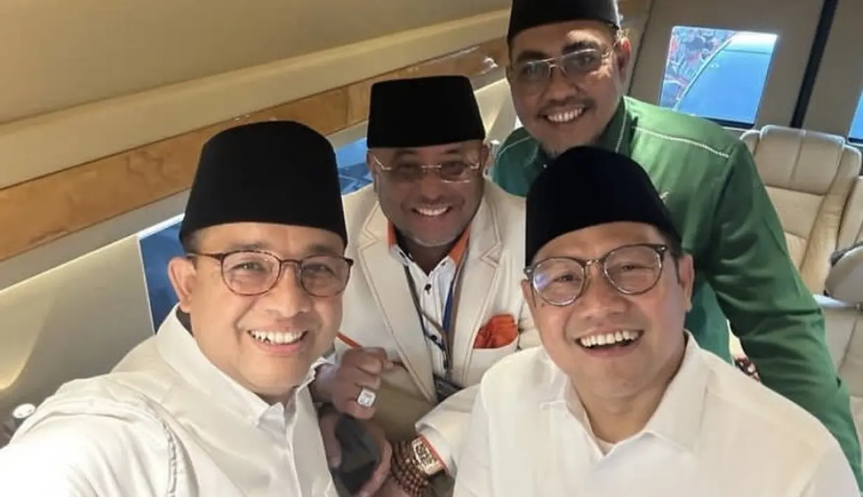 Anies Baswedan dan Muhaimin kompak mengenakan kemeja warna putih lengan panjang saat mendaftarkan diri jadi bakal calon presiden dan wakilnya ke KPU. [@cakiminow]