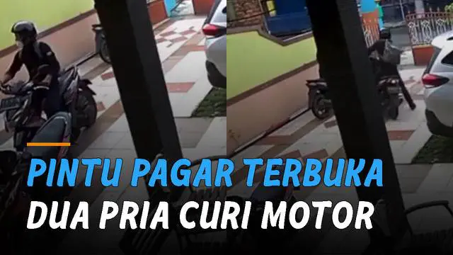 VIDEO: Pintu Pagar Terbuka, Dua Pria Curi Motor di Rumah Lurah