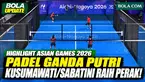 Highlight final padel ganda putri Asian Games Aichi-Nagoya 2026. F Kusumawati/F Sabatini harus mengakui keunggulan pasangan Jepang, Tsukamoto/Sitokumoto, dengan skor 3-6, 4-6. Hasil ini membawa pasangan Indonesia meraih medali perak untuk Merah Putih...