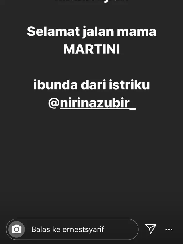 Ernest Syarif menyampaikan kabar duka via Instagram. (Instagram @ernestsyarif)