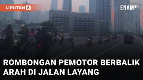 VIDEO: Berbalik Arah di Jalan Layang, Rombongan Pemotor Bahayakan Kendaraan Bermotor Lainnya